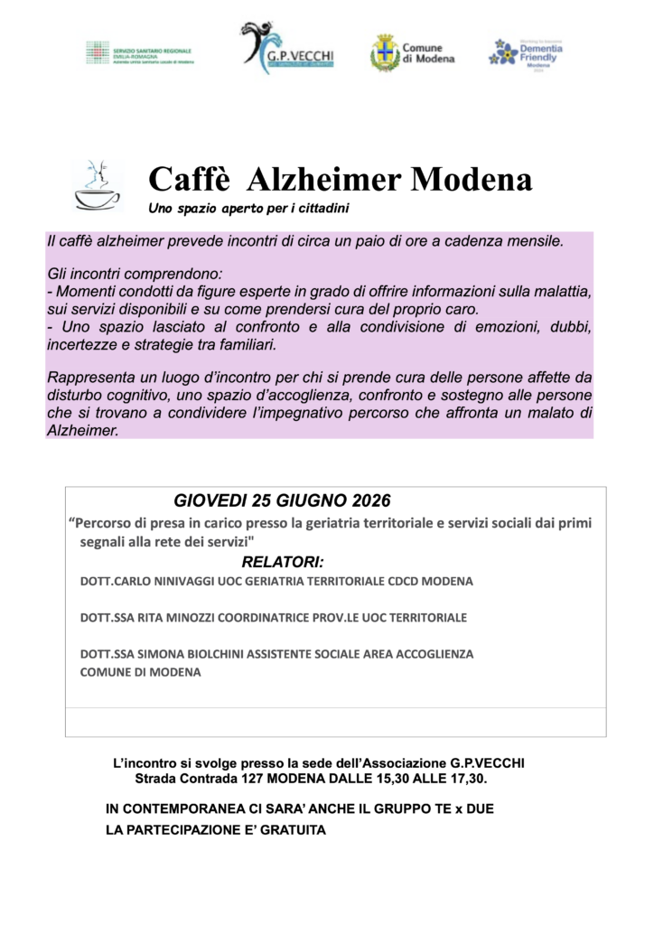 Caffè Alzheimer 25/06/2026 – Modena
