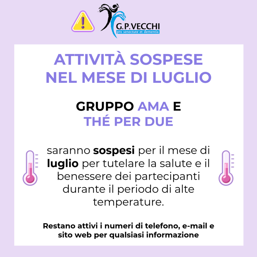 Luglio 2026 – sospensione Gruppo AMA / Thè Per Due